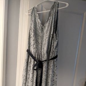 Light Blue Lace Overlay Fit and Flare Dress